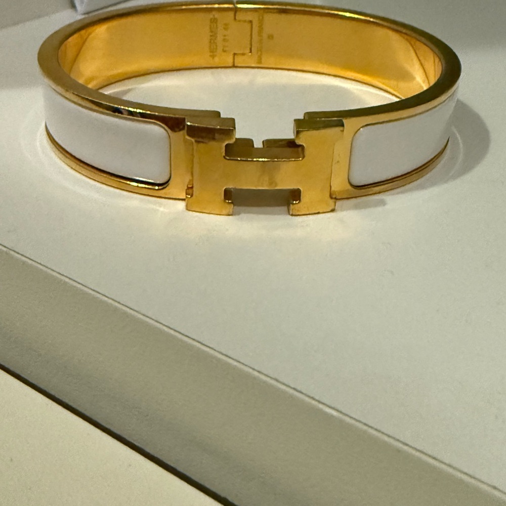 Hermes Gold and White Bracelet